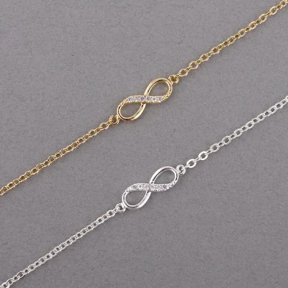 Chokers Kinitial Infinity Number 8 Chain Bracelet CZ Infinity Bracelets for Women Men Friendship Bracelets Bohemian Charm Jewelry 231027