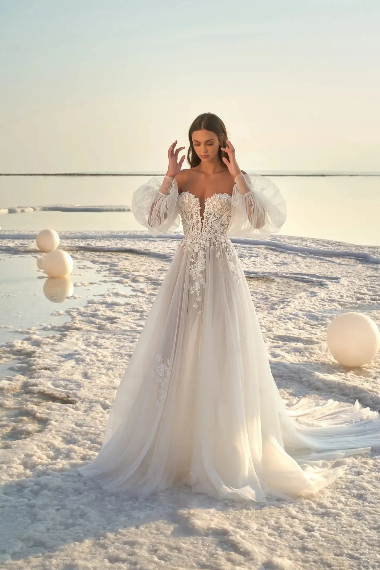 beach wedding dresses with sleeves Boho Dress Lace Long Backless Chiffon A-line Bridal Gowns This Simple V Neck Lace gown with Long Sleeves and a dramatic Open Back is beach wedding ready Romantic Backless Beach Wedding Dresses