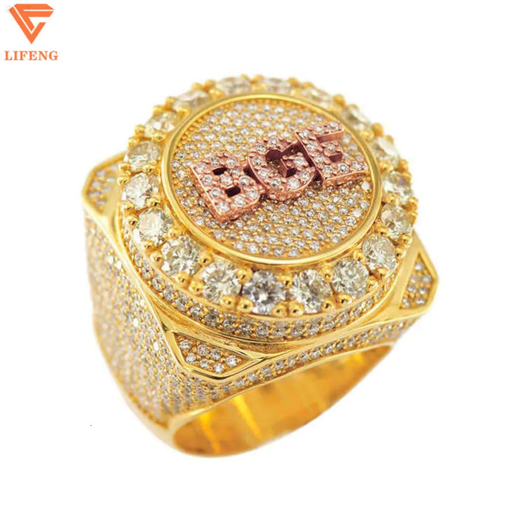 Newly Arrived Iced Out Vvs Moissanite Championship Ring Hiphop Custom Letter Jewelry Engraved S925 Men's Square Anniversary