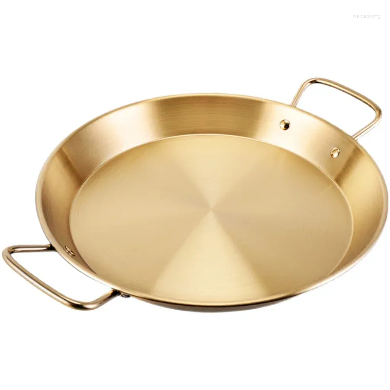 Pans Spanish Nonstick Plate Gold Stainless Steel Cooking Pan Seafood Boiling Double Handle Paella