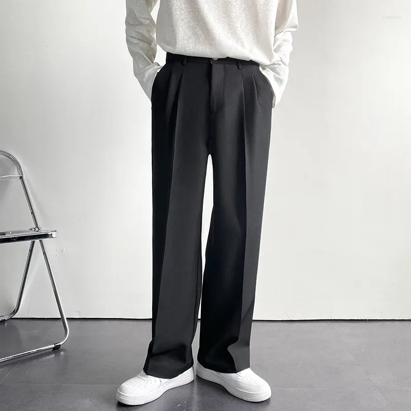 Men's Oversized Wide Leg Trousers Casual Suit Pants - Polyester, Loose Fit, Khaki, Black, White - 2024 Autumn & Winter Men's Oversized Wide Leg Trousers Casual Suit Pants - Polyester, Loose Fit, Khaki, Black, White - 2024 Autumn & Winter