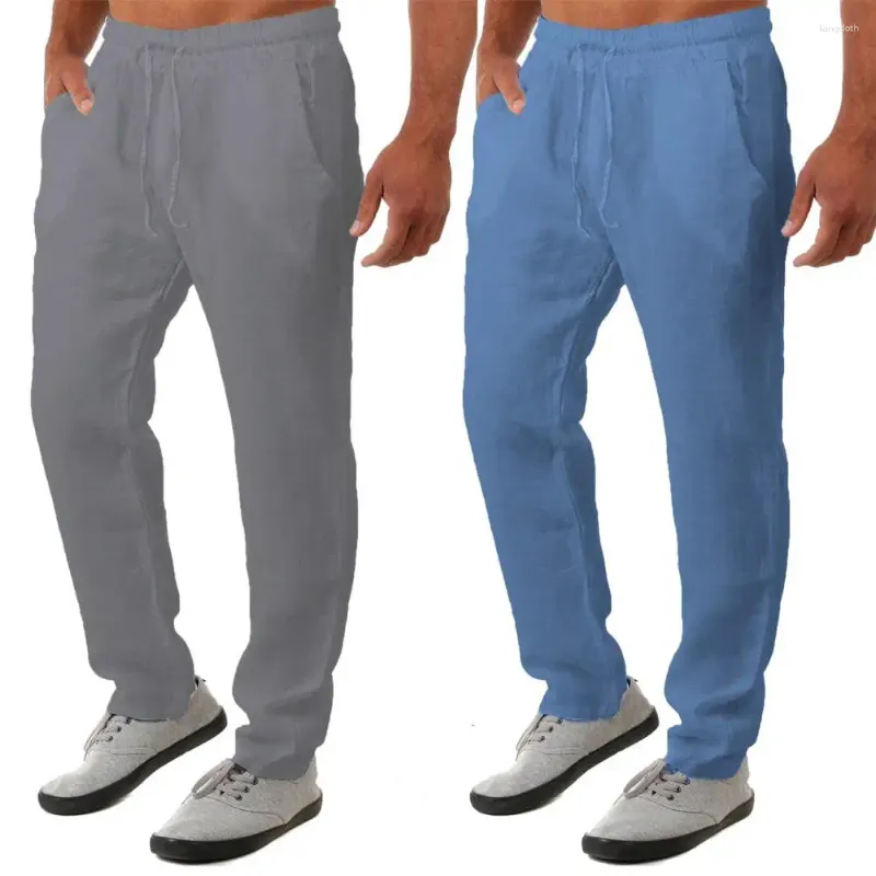 Männer Hosen Männer Mid-rise Elastische Bund Kordelzug Casual Taschen Breite Bein Sommer Jogginghose Hip Hop Lange Hosen Streetwear