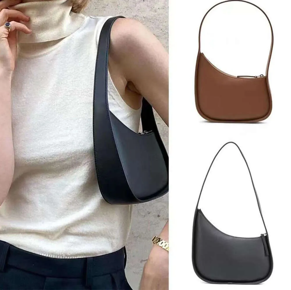 24 The Row Bolso Half Moon De Piel Lisa De Diseñador Para Mujer Con Correa Plana Para El Hombro Y Cierre De Cremallera Curvada Bolso Tote Con Forro Sudado Bolsos Para Las Axilas Monedero