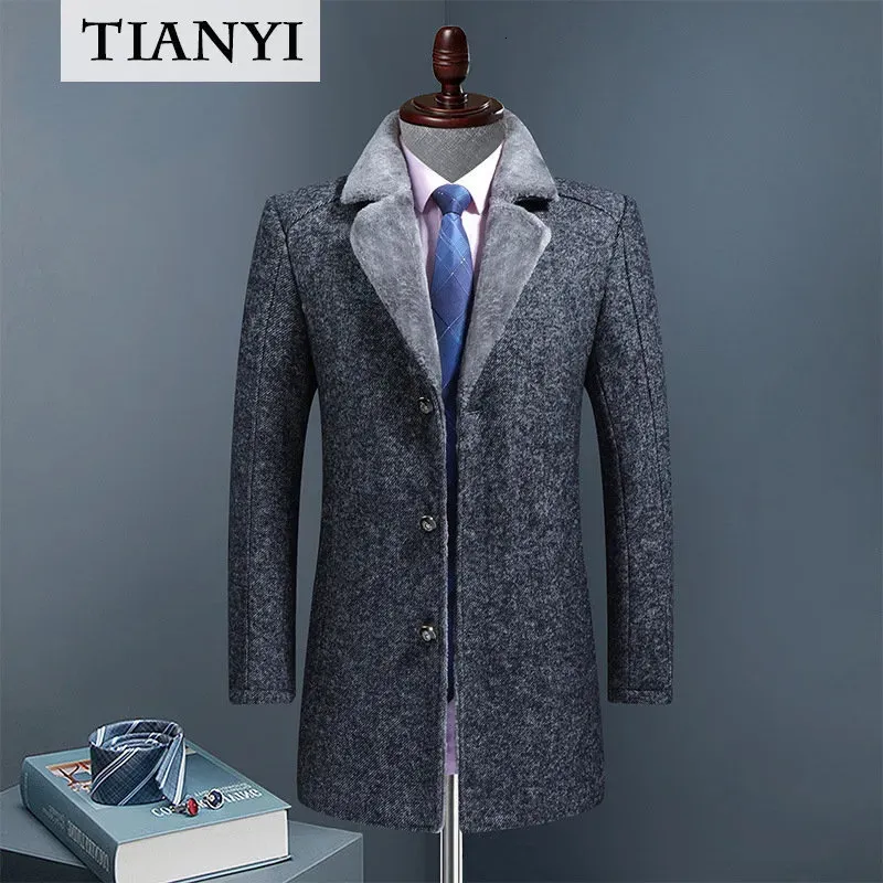Мужская смесовая шерсть, высококачественное зимнее кашемировое стеганое пальто, длинный костюмный воротник, ветровка, шерстяная с хлопком 231027