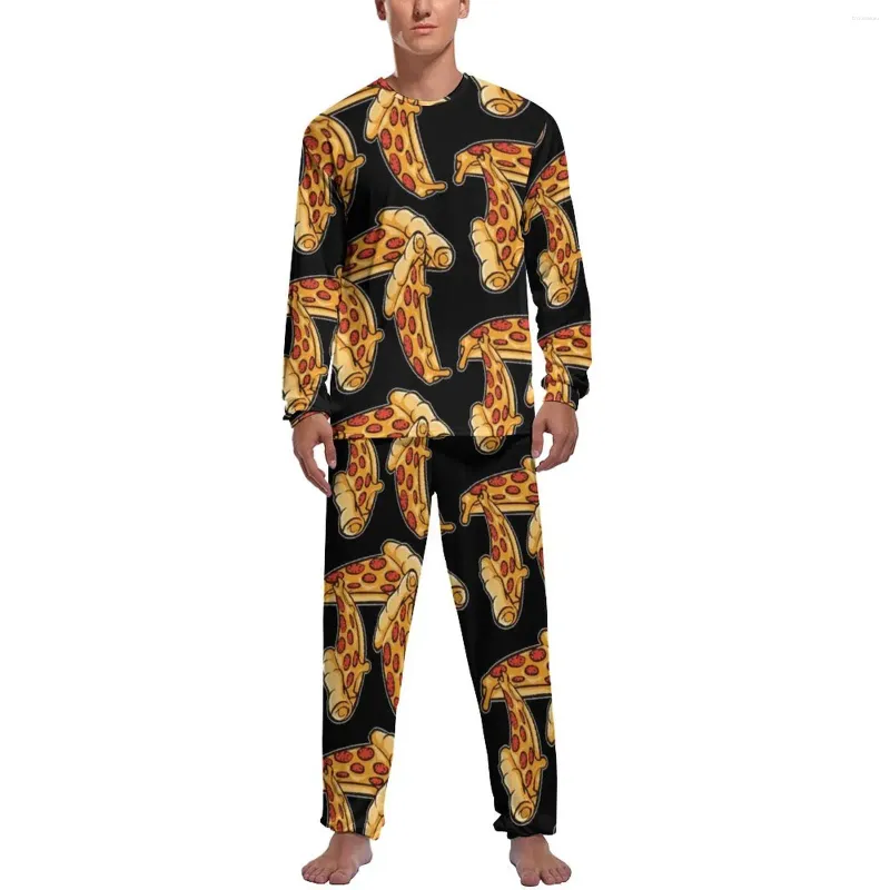 Pyjama Pizza pour hommes, vêtements de nuit, nourriture italienne, tendance, printemps, manches longues, 2 pièces, ensembles graphiques de sommeil