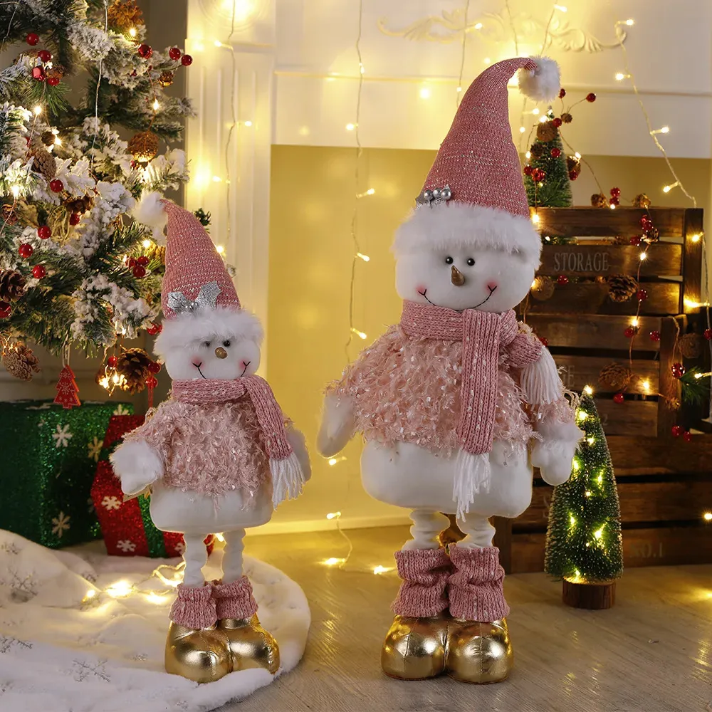 Decorazioni natalizie Bambola di Natale Rosa Estensibile Babbo Natale Pupazzo di neve Gambe lunghe Bambole in piedi Giocattolo Decorazione natalizia Ornamento Regalo per bambini 2024 Navidad 231027