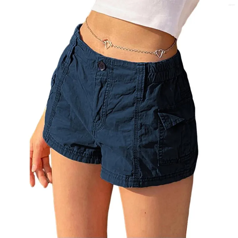 Shorts pour femme dames Sexy Vintage confortable taille élastique décontracté avec poche couleur unie Harajuku Streetwear