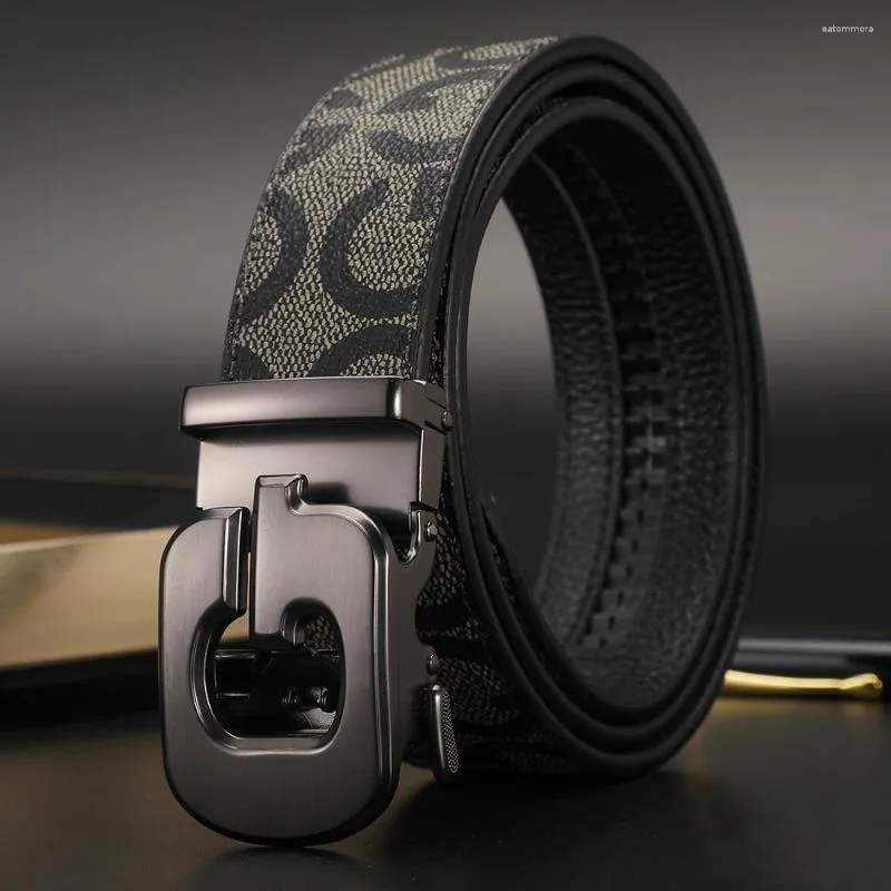 Luxury Leather Belt For Men 34mm Metal Automatic Buckle, High Quality