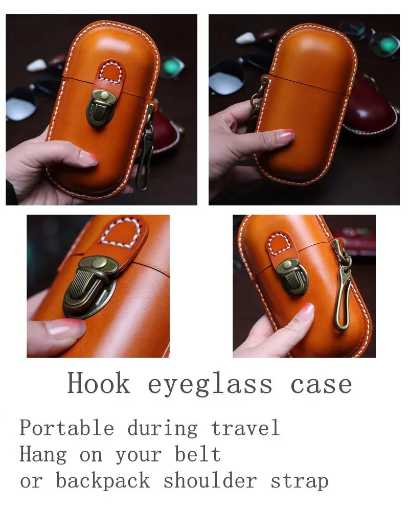 Handmade Leather Sunglasses Case, Hard Shell Eyeglass  display picture 2