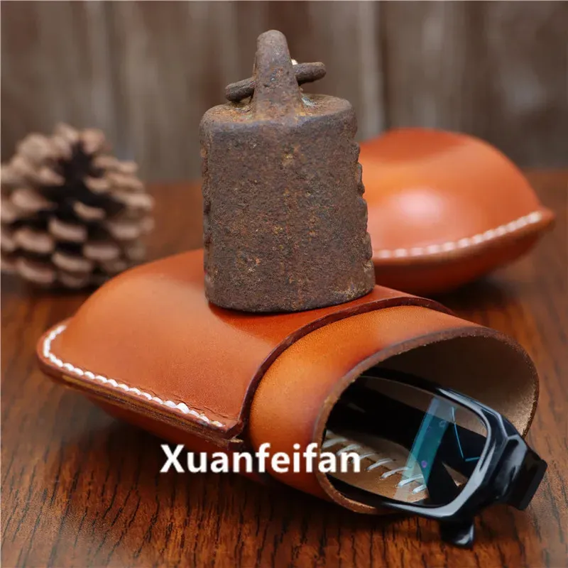 Genuine Leather & Cowhide Sun Glass Holder Genuine Leather Sunglasses Case Vintage Cowhide... From  main image 3