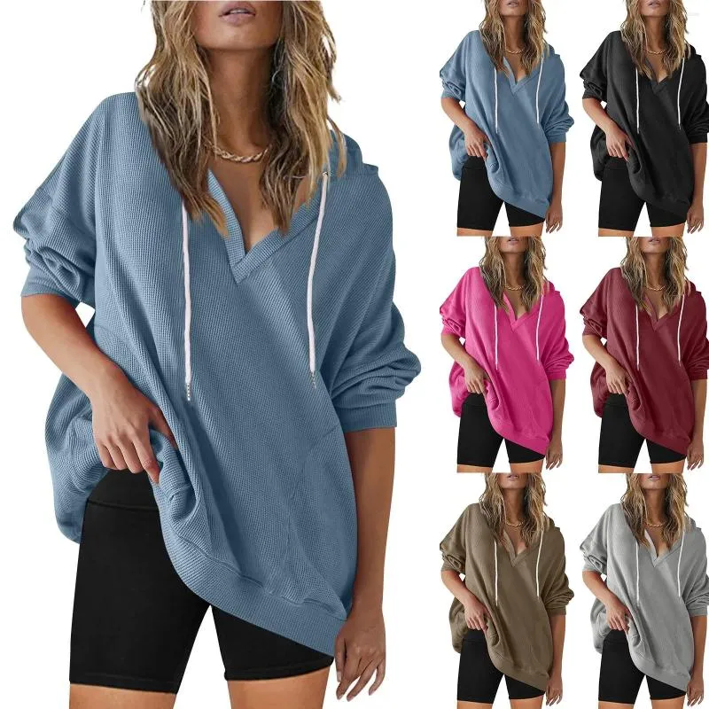 Blusas femininas moletons atléticos para mulheres com capuz manga longa camisetas com cordão blusa túnica simples topo básico pullovers walkaway