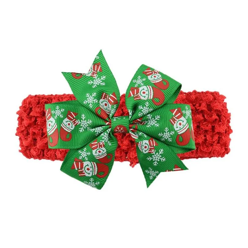 Artes e artesanato laço arcos flor faixa de cabelo para meninas natal bebê headbands infantil elástico cloghet headband nascido headwear criança birt dhmxd