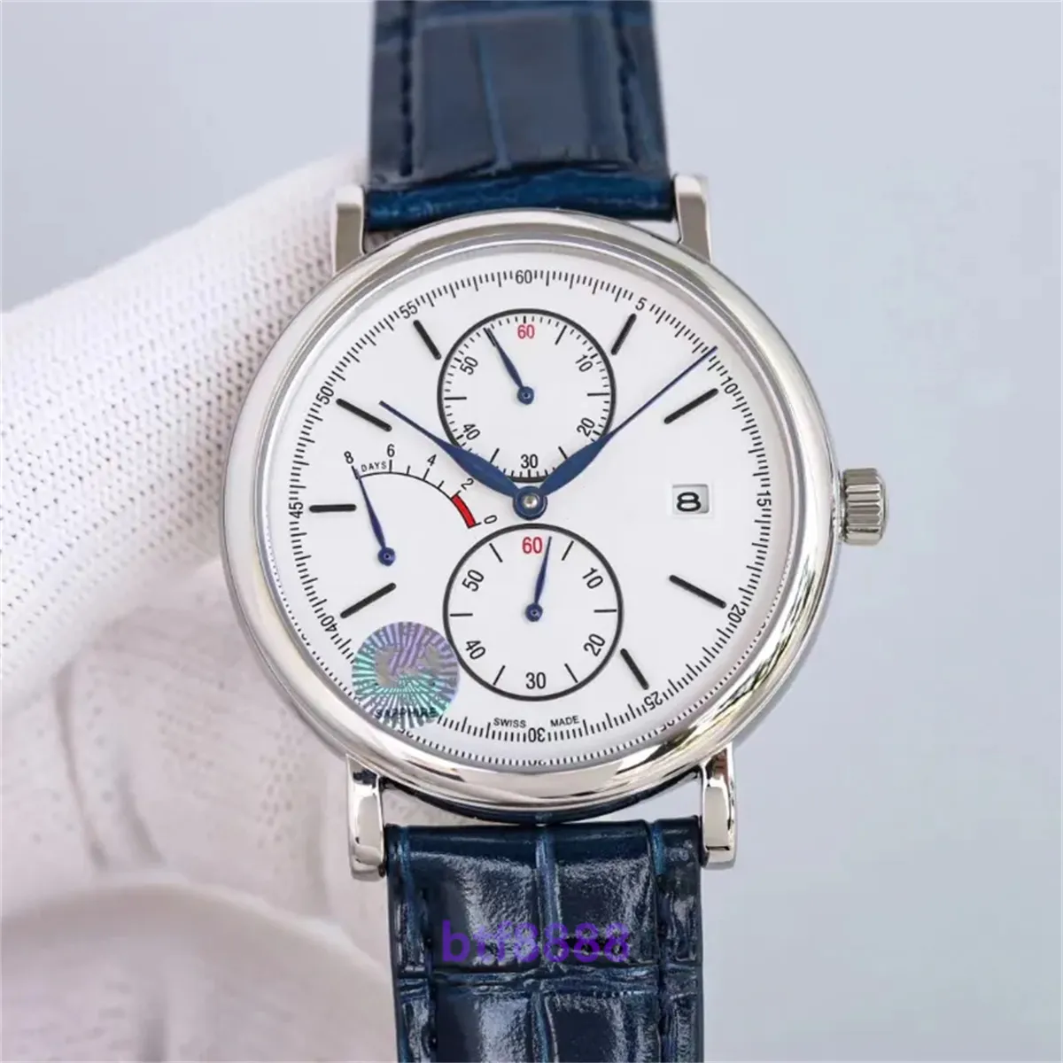 Men's watch long moon phase the most beautiful expert sapphire crystal glass mirror optional steel band