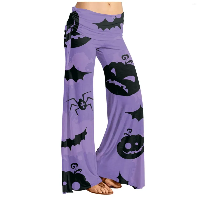 Women's Pants Fashion Halloween Printed Pattern Loose Mop Casual Drawstring Wide Leg Vestido De Mujer 2023