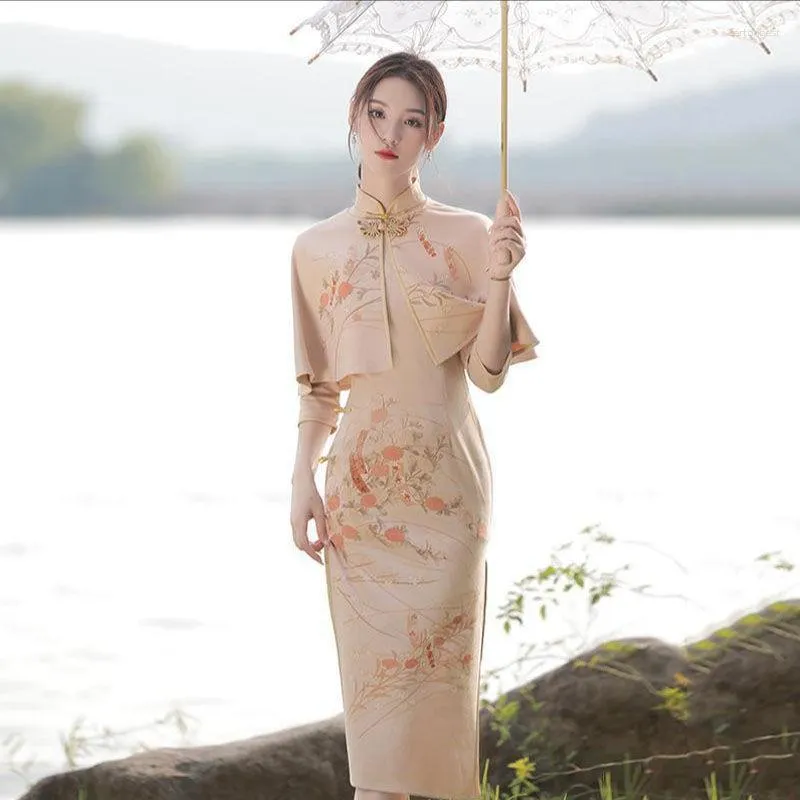 Vêtements ethniques Vintage Velvet Cheongsam Robe Femmes Traditionnelle Chinoise Automne Chic Jacquard Dentelle Qipao Cou Sexy Vêtements Asiatiques