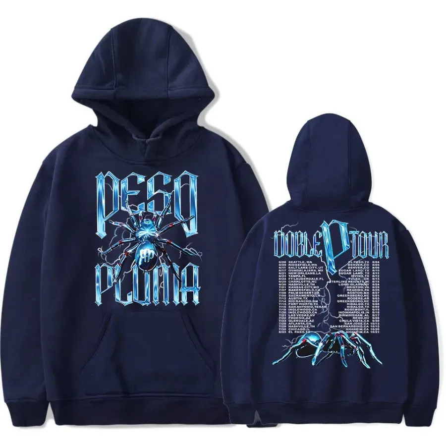 Oversized Hoodie Peso Pullover Blau Peso Pluma Doble P Tour Merch