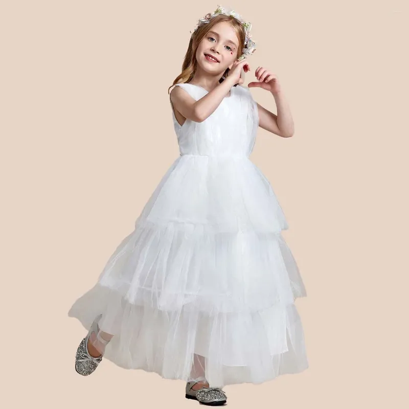 Robes de fille YZYmanualroom Style princesse sans manches en couches gâteau fleur filles robe 2-15T