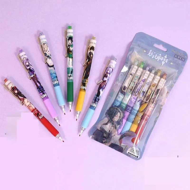 Wholesale Kawaii Genshin Impact Clip Wexford Gel Pens Set Of Pcs, 0.5mm