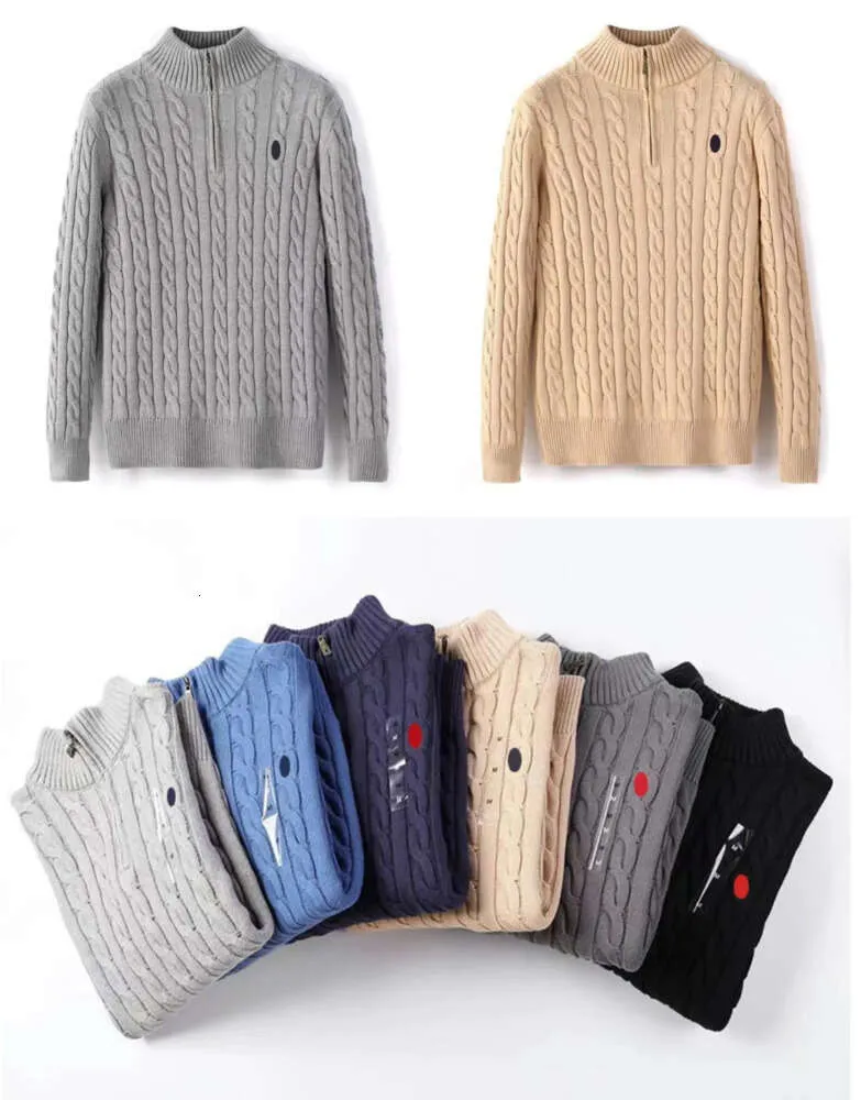 Mens Designer Polo Sweater Fleece ralphs Shirts Thick Half Zipper High Neck Warm Pullover Slim Knit Knitting Lauren Jumpers Small horse Brand Sweatshirt 9111ess