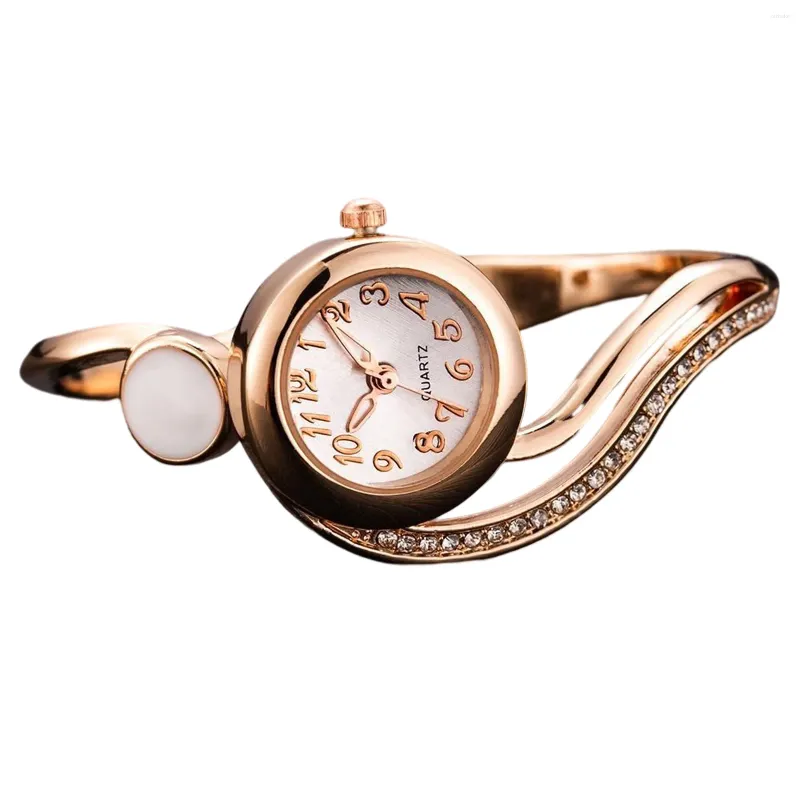Relógios de pulso relógios femininos pulseira cristal acentuado fácil leitura redonda dial para reunião e namoro escritório