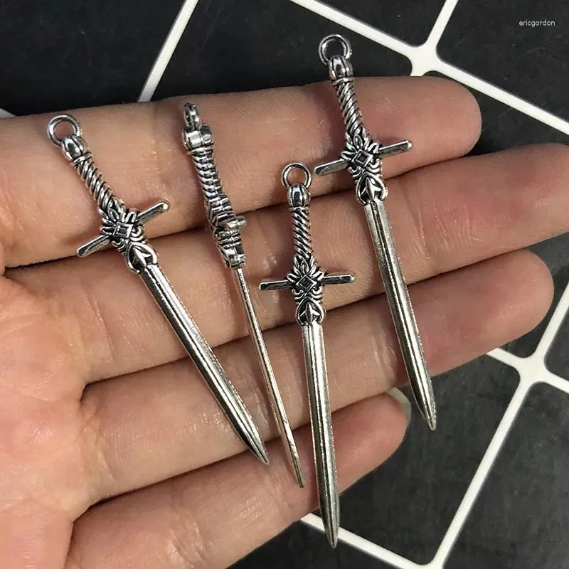 Charms 10pcs 50x12mm Alloy Sword Cool Dagger Earring Keychain Pendant Accessory Diy For Jewelry Make