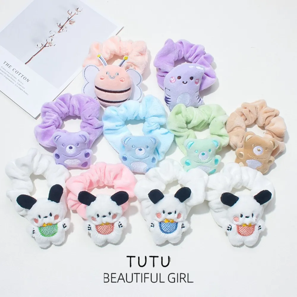 Autumn Winter Plush Hair Rope Kids Hairband Elastic Cartoon Kuromi