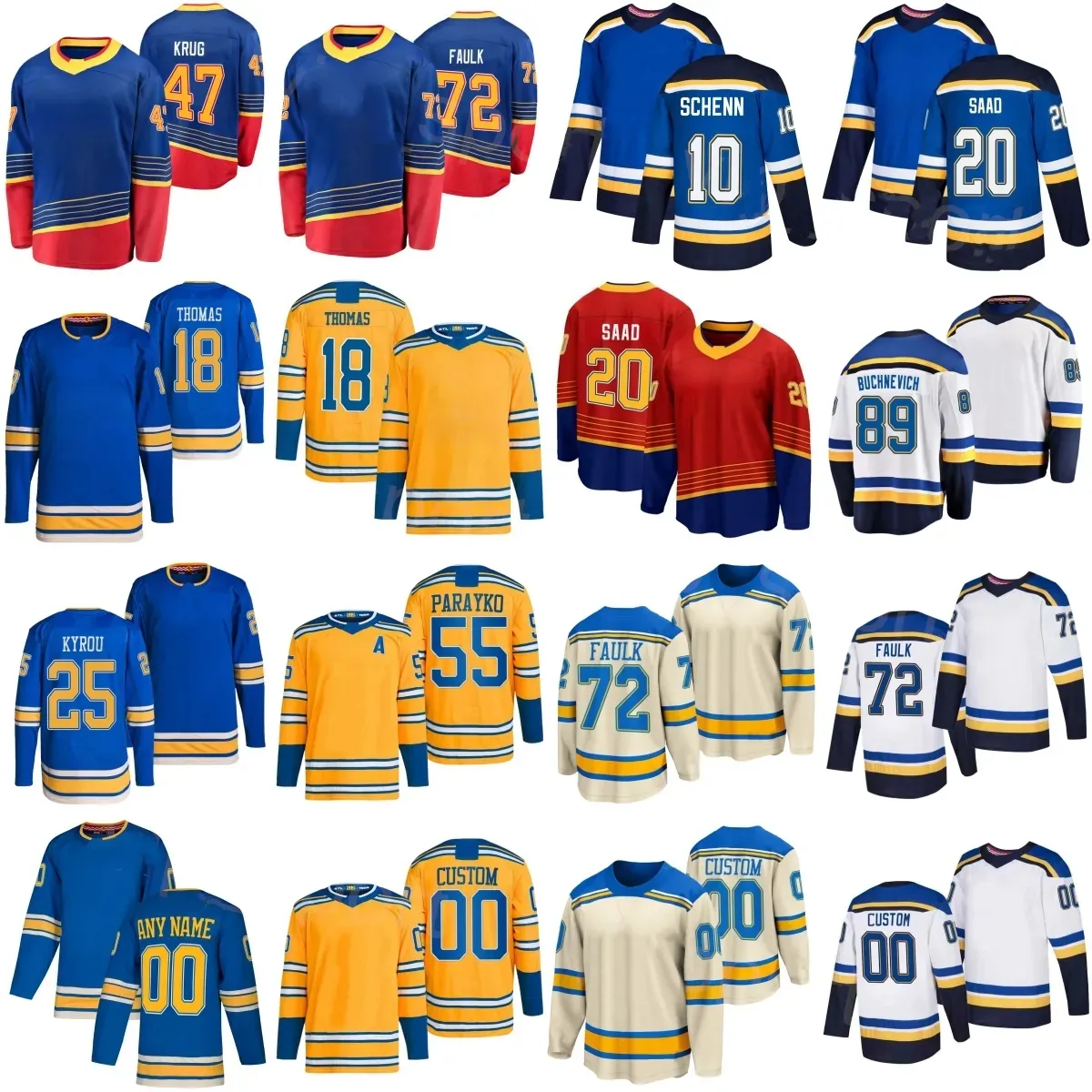 Hockey Jersey St. Jake Neighbours Lou är Justin Faulk Tyler Tucker Brayden Schenn Alexey Toropchenko Kevin Hayes Oskar Sundqvist Nikita Alexandrov Blues Nick Nick