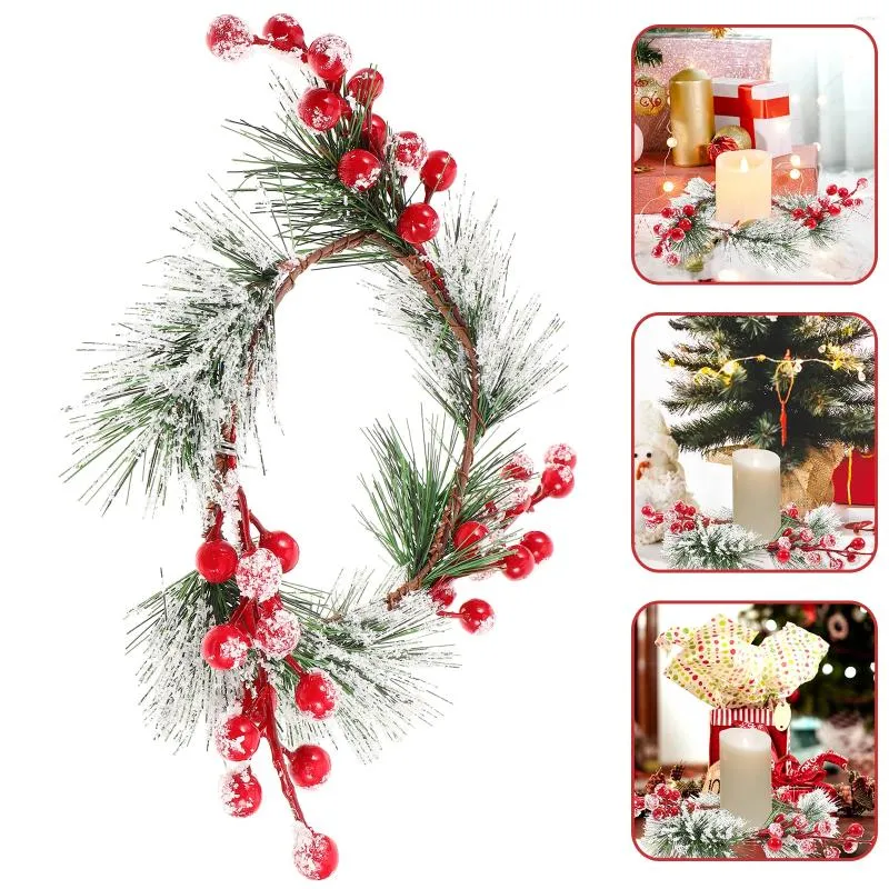 Fiori decorativi Decorazioni natalizie Anelli artificiali Corona di Natale Ornamenti per porte Natale in plastica