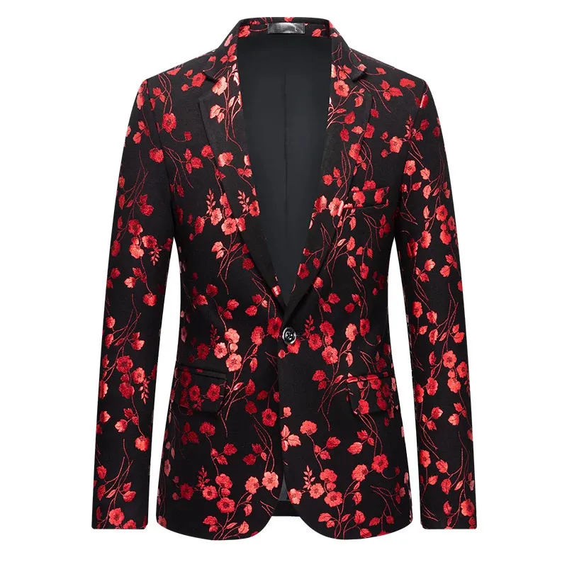 Mäns kostymer blazers män lyxiga blommor tryckt kostym blazer homme nattklubb scen bröllop singel breasted jacka ternos masculino luxo s-3xl 231027