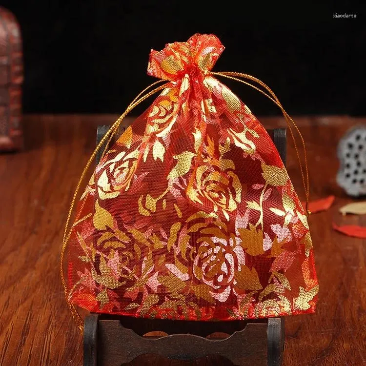 Bottiglie d'acqua Borsa grande in filato con rose rosse Palle di tè con fiori in fiore 16 tipi di sacchetti Confezione regalo Matrimonio gioioso