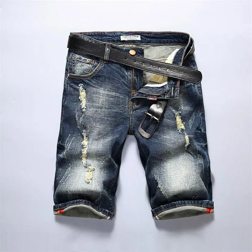 Мужские узкие джинсы шорты мужские брендовые рваные бермуды летние капри мужская байкерская дизайнерская одежда джинсовая полукомбинезон с дырками 221l