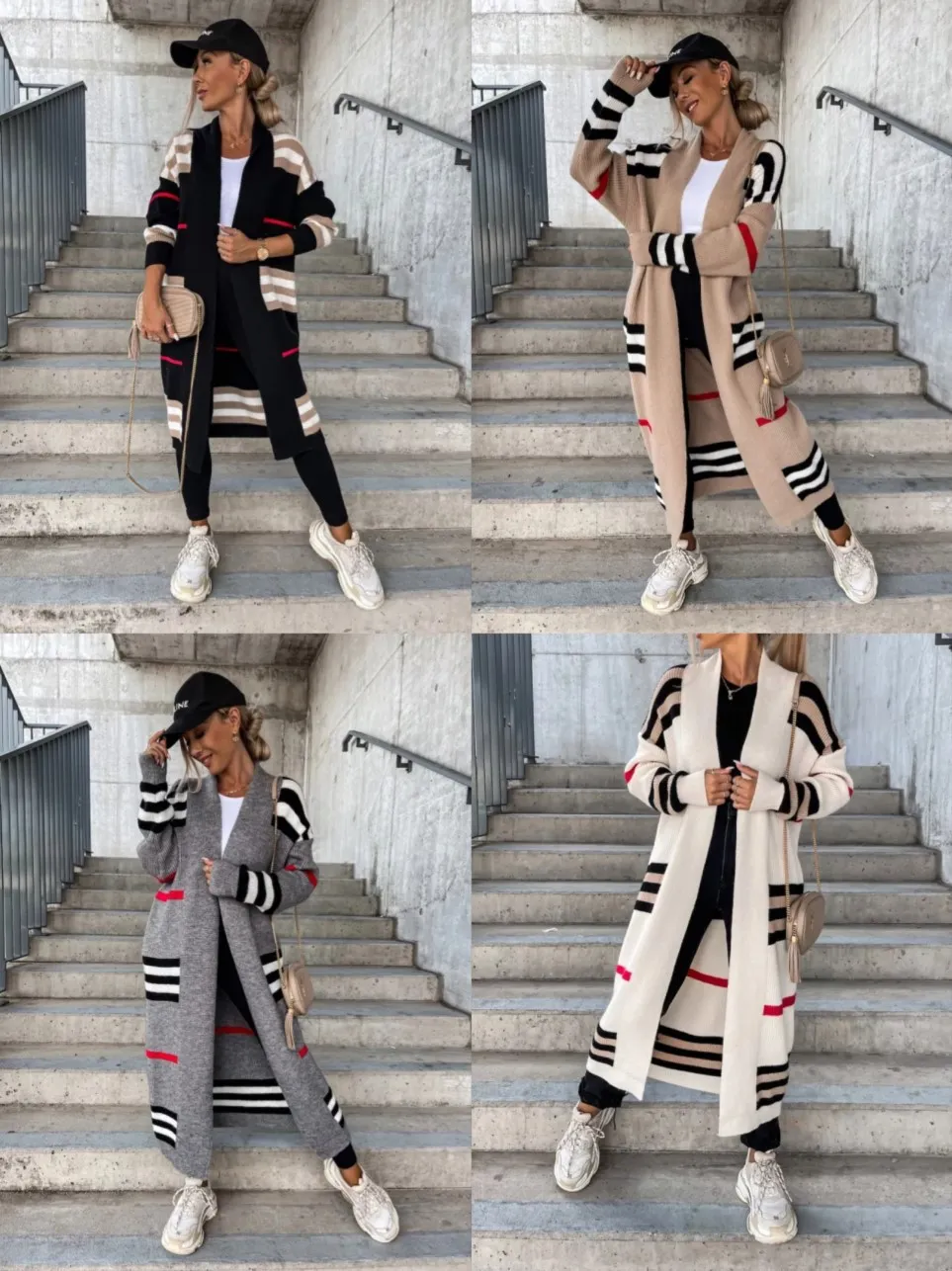 Street Striped Patchwork Cardigans Street Striped Patchwork Cardigans