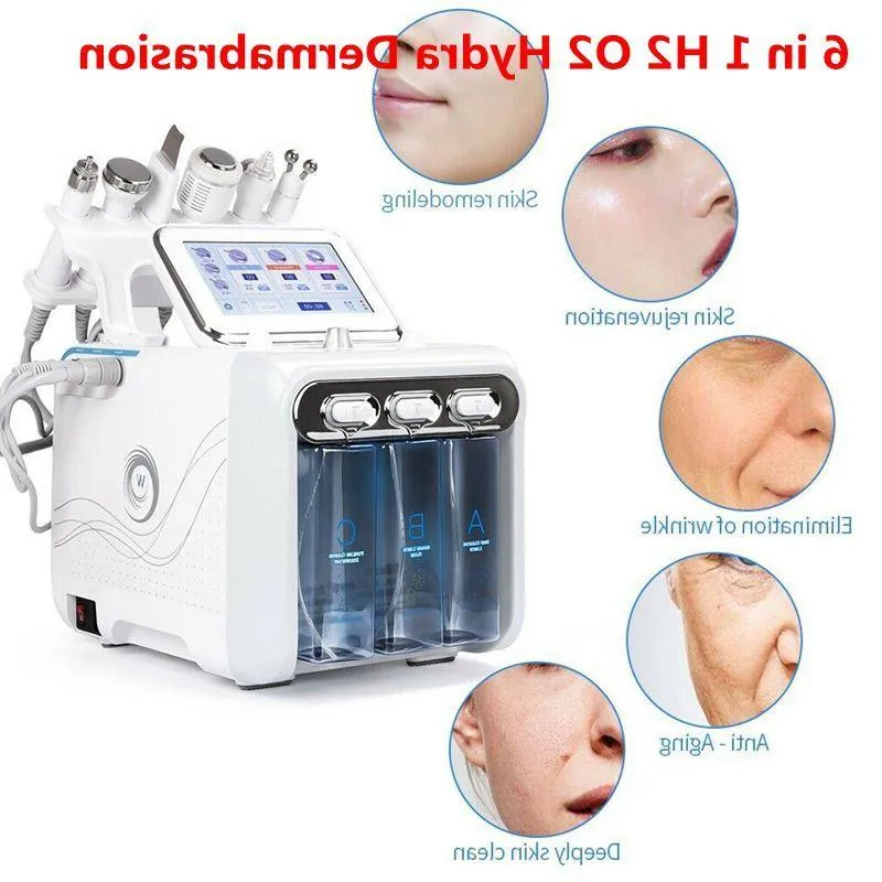 6 in1 H2 O2 Hydra Dermabrazion Aqua Peel RF Bio-Lifting Spa Hydro Water Microdermabrazion Maszyna twarzowa zimny młot tlen spray tlenowy hcrwu