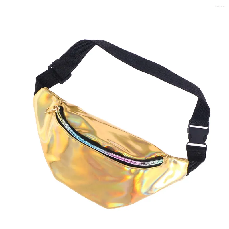 Sacs de plein air Packs holographiques pour pack couleur métallique PU taille ceinture brillante sac Rave Festival hommes