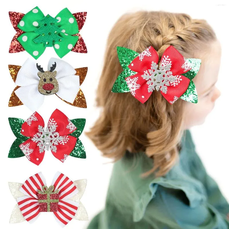 Hair Accessories 10cs/Lot Girls Christmas Clips For Baby Kids Children Animal Deer Hairgrips Holiday Party