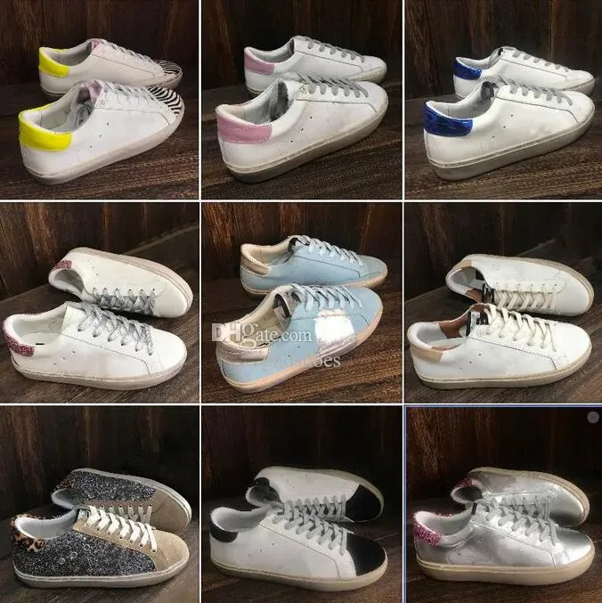 Chaussures sales de créateur Gooselys superstar chaussures pour femmes baskets marque italienne Goldenlys classique blanc vieilles chaussures sales baskets plates en peau de cerf à paillettes.