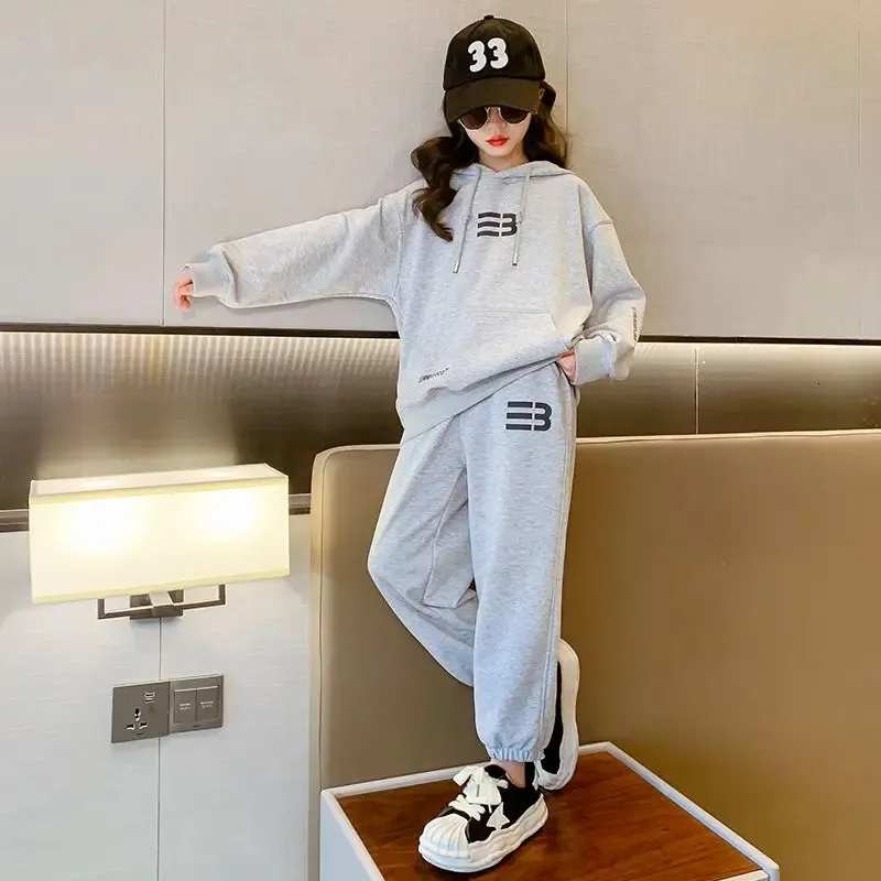 Ensemble Survêtement Fille Motif Cœur - Sweat + Pantalon Jogging Pour Automne-hiver, Unisexe, Coupe Confortable