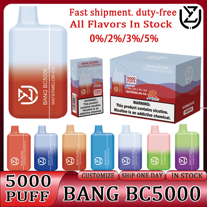 Bang Box 5000 Puff 5000 Disposable E Cigarettes BC Elf Bang Cigarette Vape elfbar BC5000 Puffs Disposable Vapes Pen Device 5K 650mah 11ml -Filled Cartridge Pod Bar