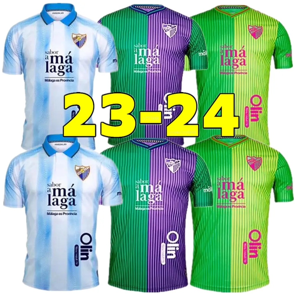 23/24 CF Málaga Camisas de futebol 2023/2024 Away JUANPI Luis Munoz Febas ADRIAN Camisa de futebol Burgos Casas Juankar camiseta de fUtbol Juande Febas Uniformes