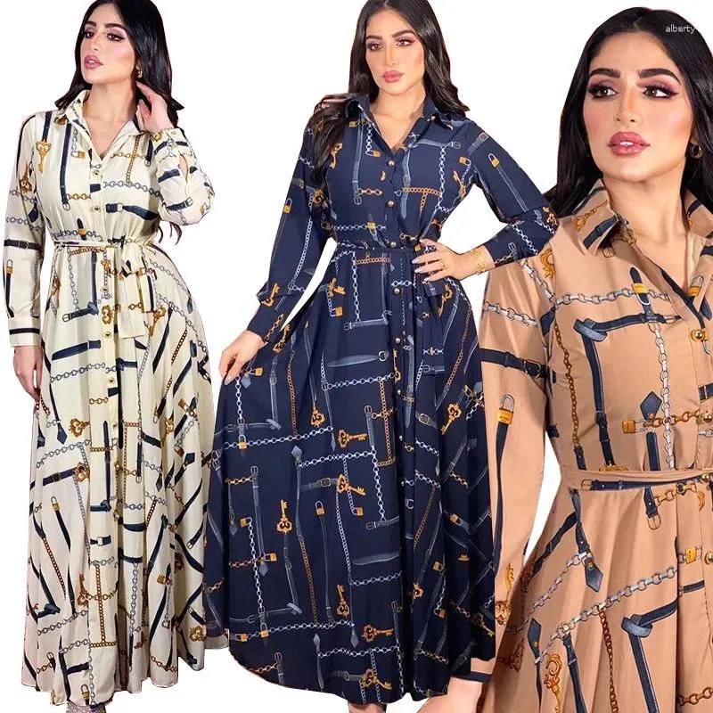 Ropa étnica Impreso Abayas y vestido para las mujeres Kaftan Robes Elegante Damas Vestido de novia Femme Vestidos de fiesta sueltos Musulmanes Abaya Vestidos