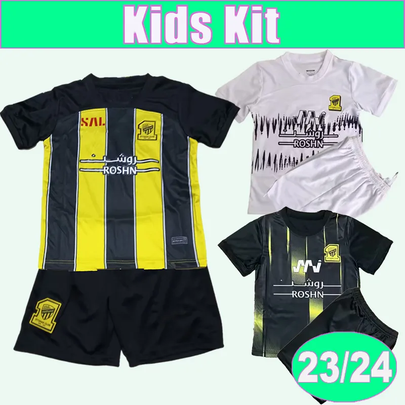2023 24 Al Ittihad Saudi Club Kids Kit Soccer Jerseys BENZEMA Home Away 3rd Children's Suit Football Shirt Short Sleeve Uniforms