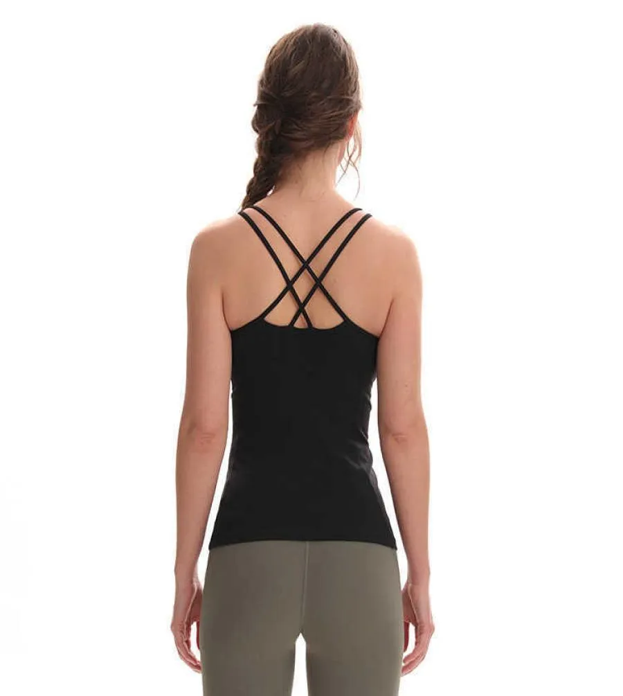 Gilet de yoga de couleur unie avec coussinet de poitrine, débardeur dos croisé, camisole antichoc, course à pied, Fitness, sport, soutien-gorge, vêtements de gymnastique pour femmes, Underwea2130022