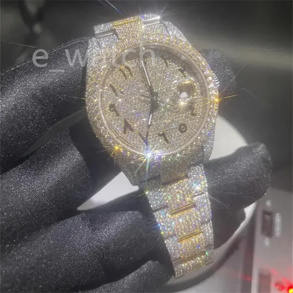 Montre de luxe en diamant moissanite glacée pour hommes, montre de créateur pour hommes, montre de haute qualité, mouvement automatique, montres Orologio. Montre de luxe l38