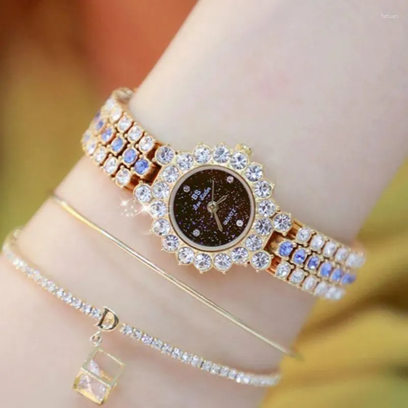Armbandsur Diamond Women Watches Crystal rostfritt stål Small Dial Ladies For Woman Wristwatch Relogio Feminino