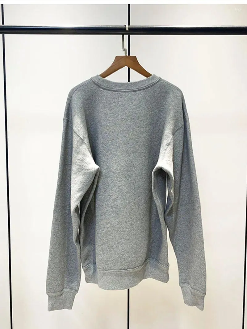 Felpe con cappuccio da donna Felpa in pile Modello divertente Floccaggio Grigio Allentato Manica lunga Girocollo femminile Pullover casual Autunno 2023