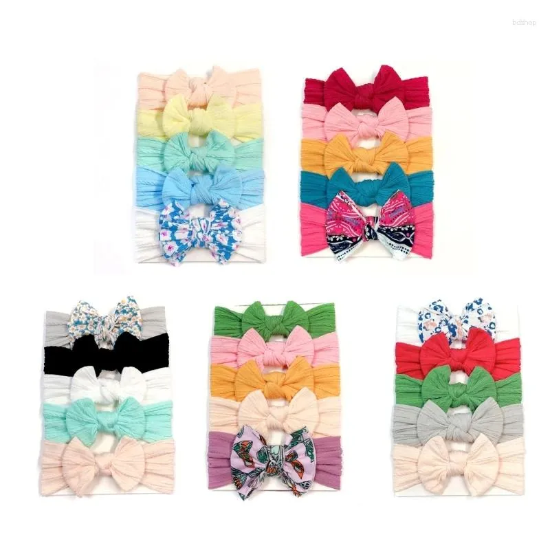 Haaraccessoires 5 stks baby boog hoofdband voor jongens meisjes ademend strik haarband elastische peuter tulband hoofdtooi universele hoofdaccessoires 45BF