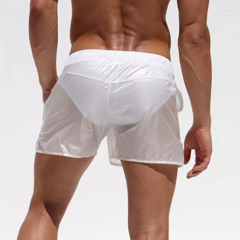 Męskie spodnie męskie 2023 stylowe szorty seksowne przezroczyste bokserki plażowe stawki elastyczne talia patrz przez pnie trunks dolne ubranie 11