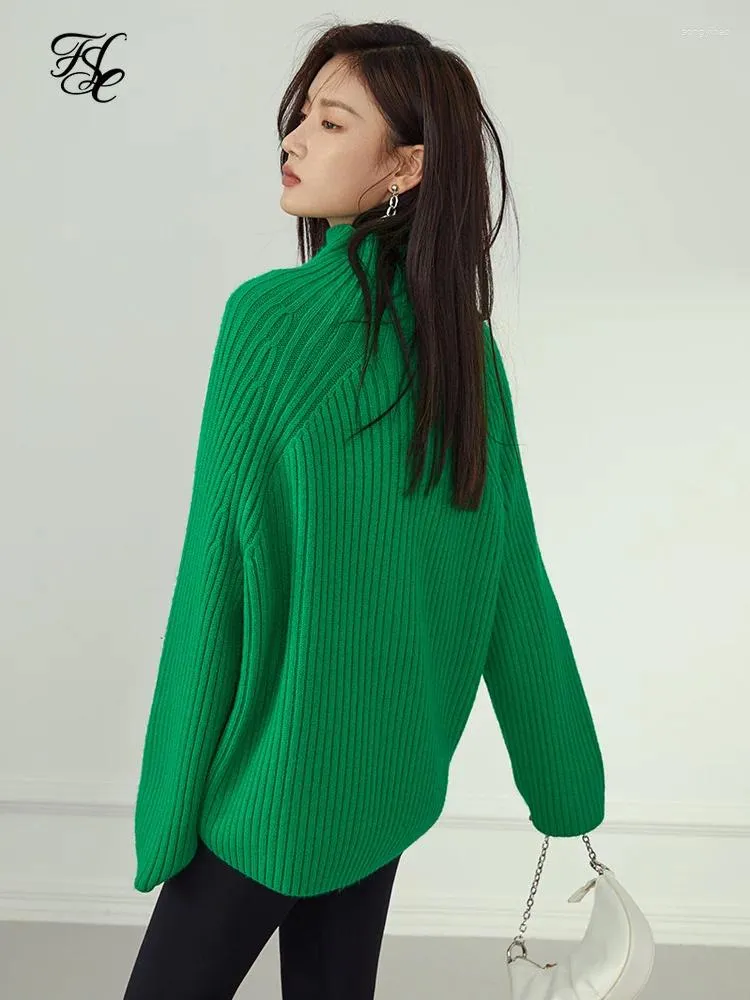 Dames truien FSLE coltrui met lange mouwen gebreide trui top winter dikke oversized groene trui vintage vrouwelijke paarse trui