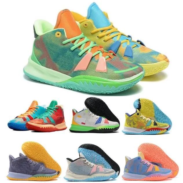 Kyrie 7 Mens Basketball Shoes Sneaker 7s People Pink Visions Room Air and Earth Fire Water Daybreak Expressionsアスレチックマントレーナーサイズ7-12