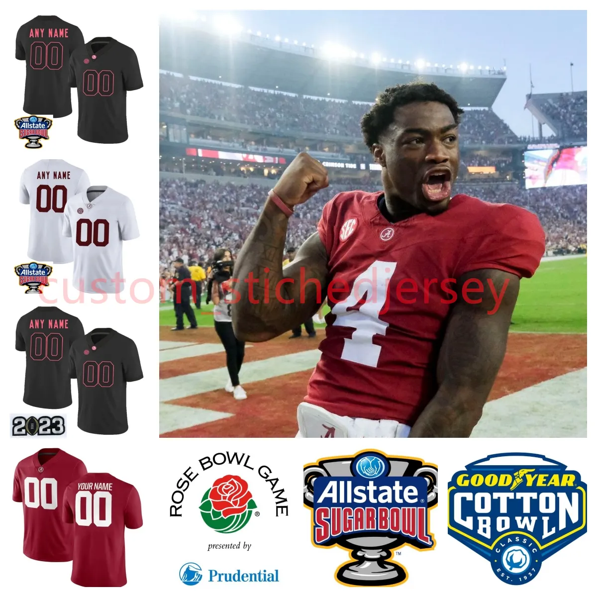 James Brockermeyer Jah-Marien Latham Alabama Crimson Tide Football Jersey Malachi Moore Isaiah Hastings Traeshon Holden Jaeden Roberts Jake Pope Alabama Jerseys